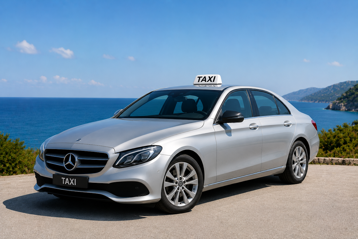 Mercedes taxi car for private transfers in Zakynthos